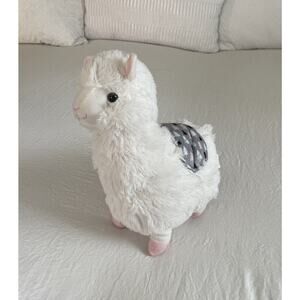 Kellytoy White Lama with Saddle Plush Alpaca Pink Feet/ears Animal Toy 12" Tall